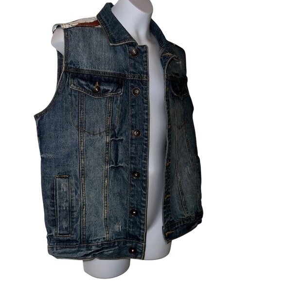 Tommy Hilfigher Jean Denim Vest Boys L 16 18 Patriotic Flag 4th of July Holiday - Picture 4 of 10